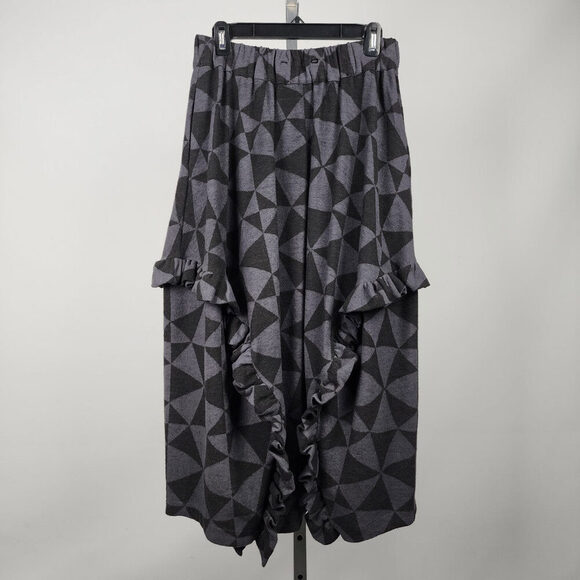 Amma Black & Grey Ruffle Maxi Skirt Size M - Picture 1 of 8